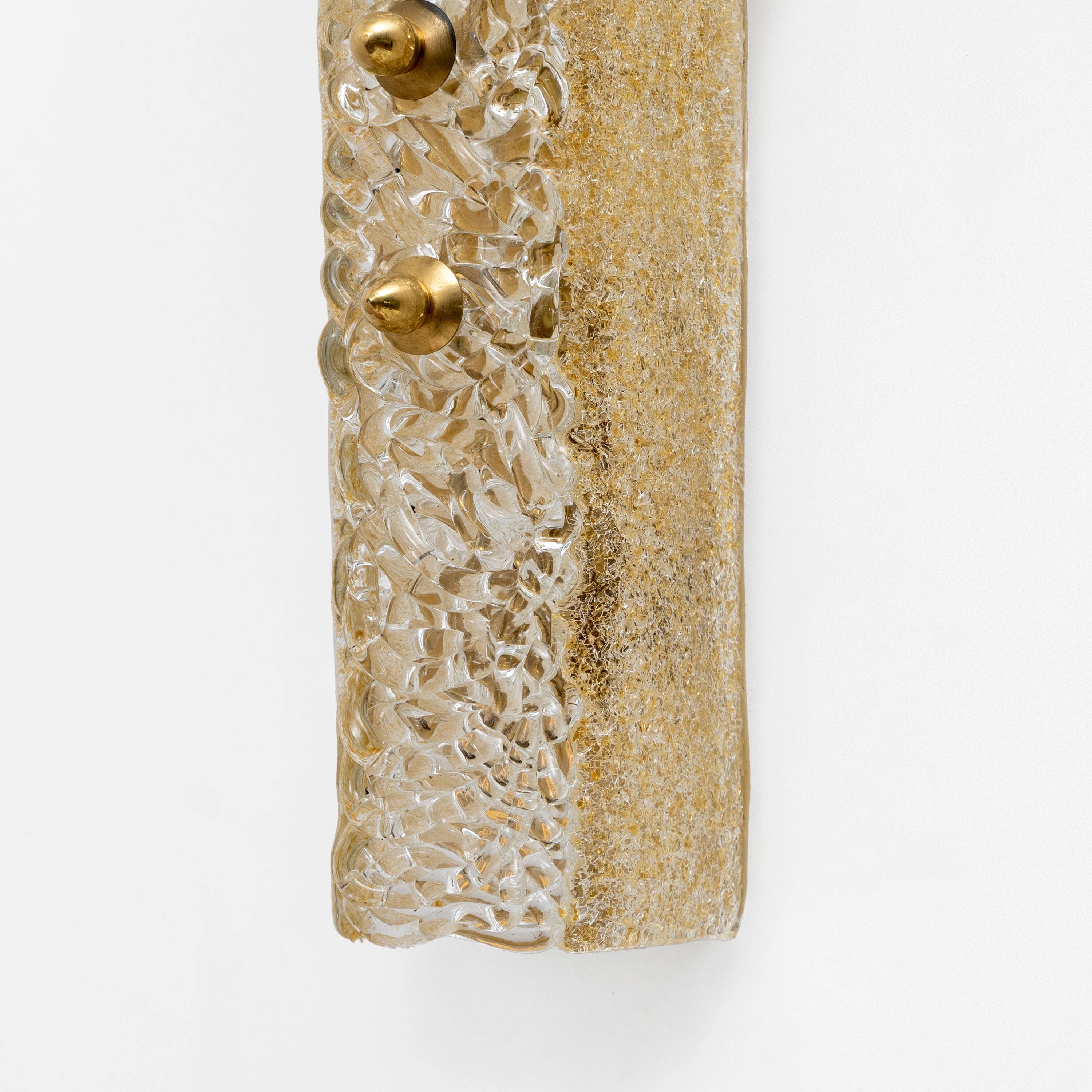 Pair of Murano Glass Gold Graniglia and Brass Sconces