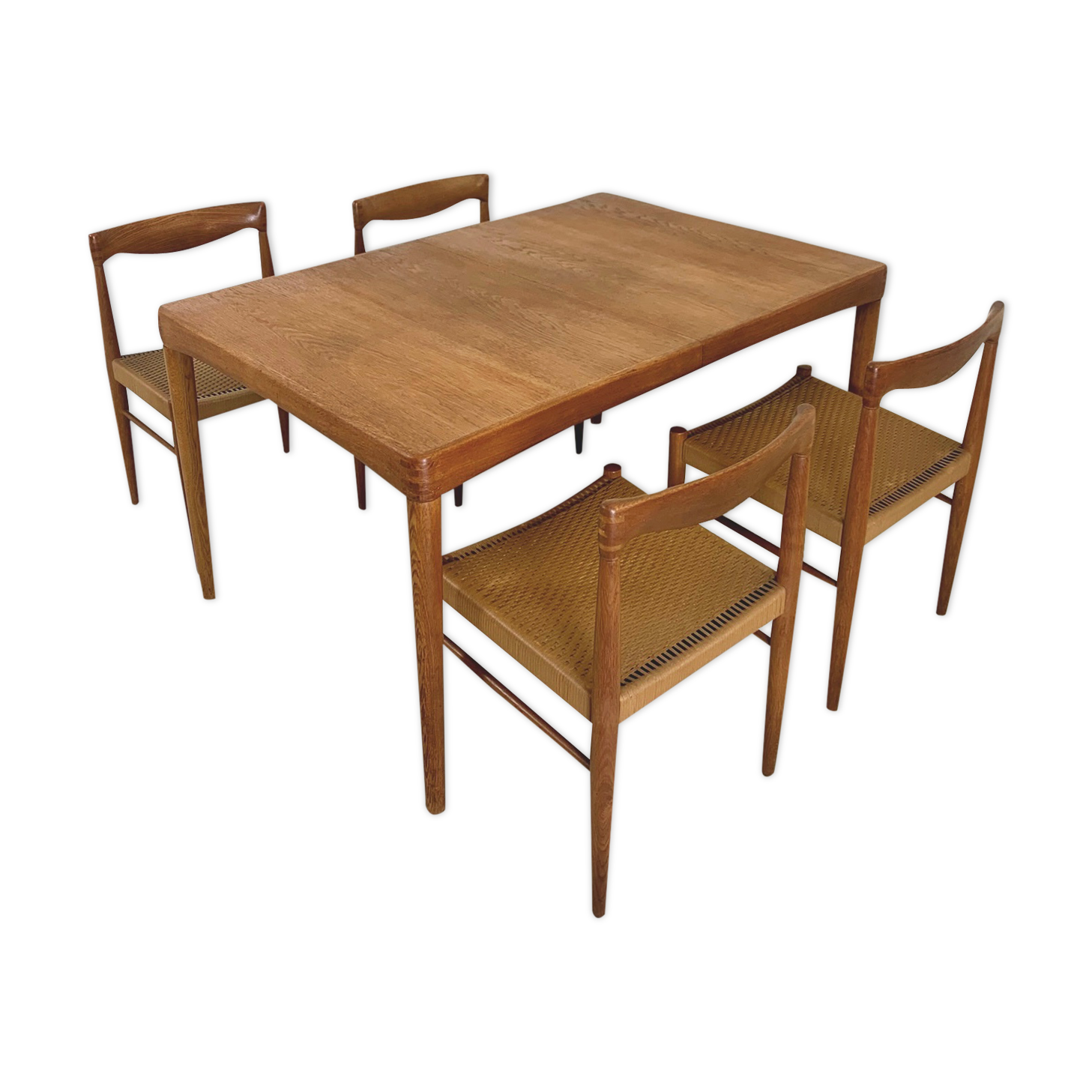 Danish midcentury teak dining set by H. W. Klein for Bramin, 1960s