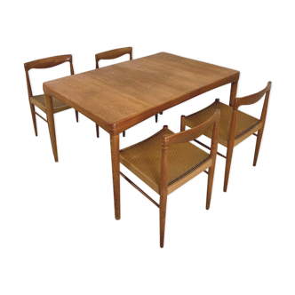 Danish midcentury teak dining set by H. W. Klein for Bramin, 1960s