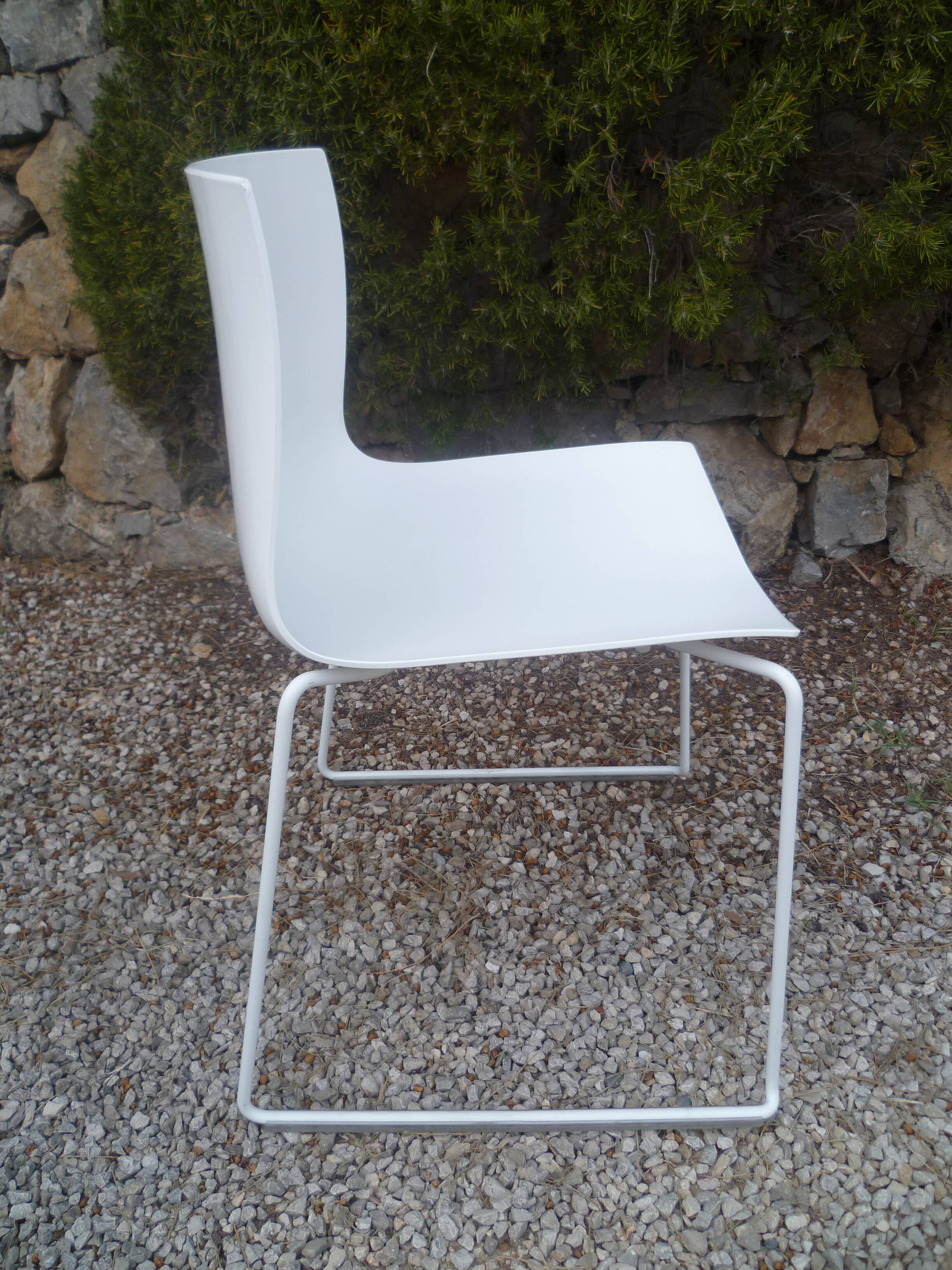 Arper design chair catifa 46 by lievore altherr molina chrome legs white shell