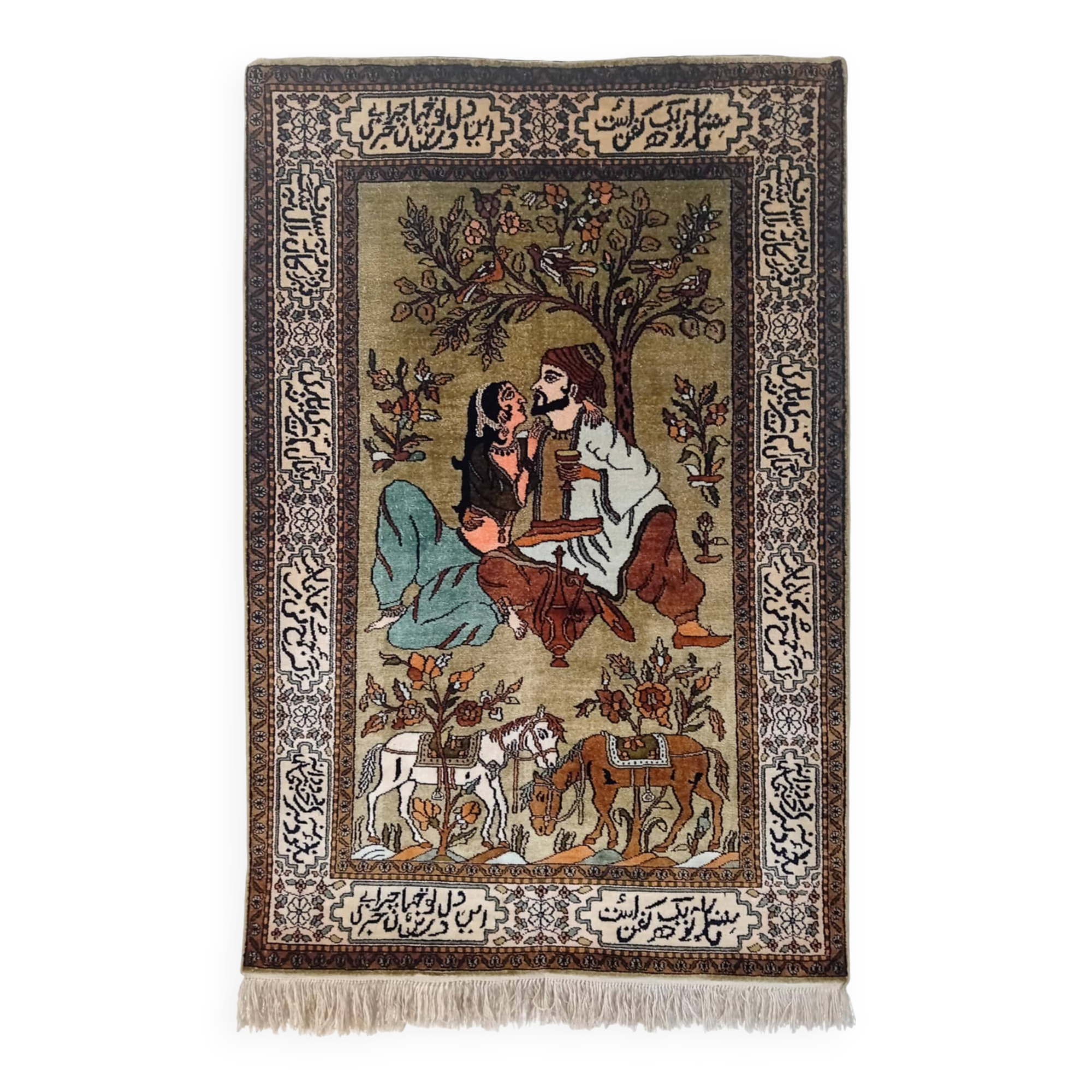 Handmade Persian Tabriz Silk Rug 92x61cm