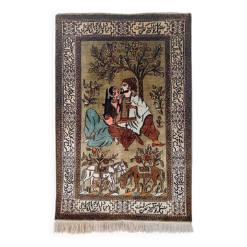 Tapis Persan Tabriz en soie fait main 92x61cm