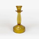 Art Deco amber glass candle holder