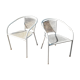 Pair of vintage white metal terrace armchairs