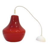 Red Opaline Glass Pendant Light 1970 Space Age Ceiling Lamp Free Form Orange