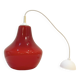 Red Opaline Glass Pendant Light 1970 Space Age Ceiling Lamp Free Form Orange