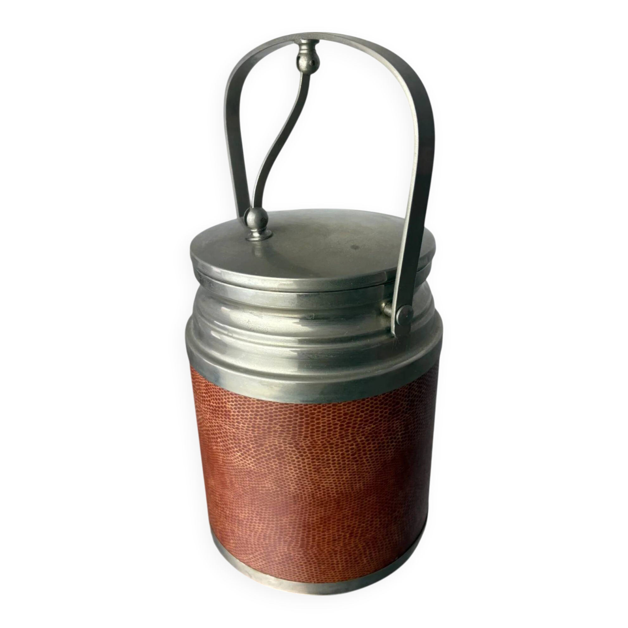 Regency leather ice bucket with tongs, Italy, 1970
