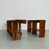 Pair of modernist pine wall shelves, circa 1970