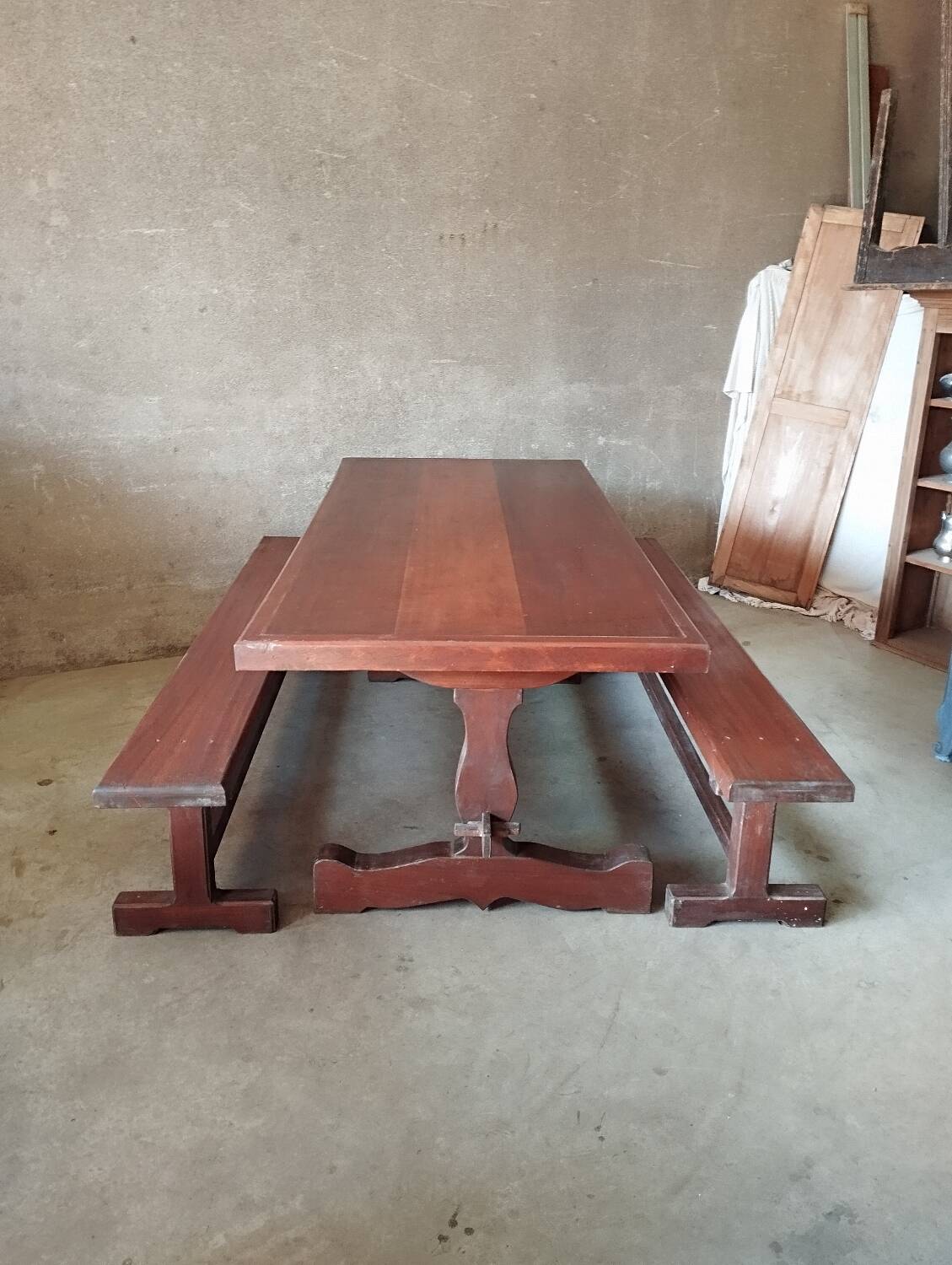 Farmhouse table and 2 benches set