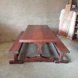 Ensemble table de ferme et 2 bancs
