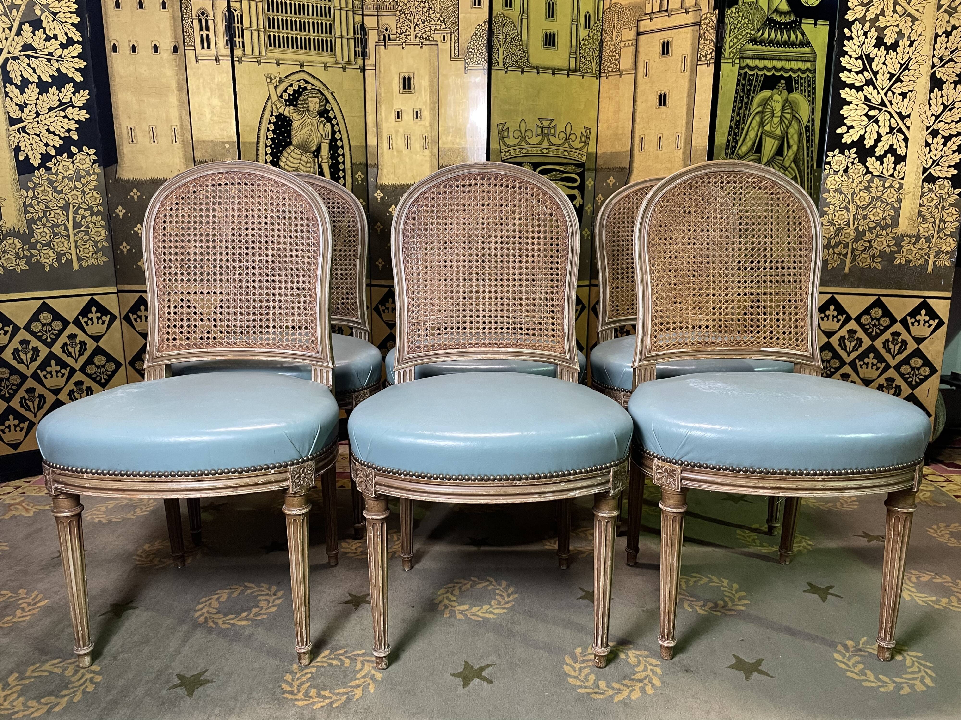 Suite of 6 Louis XVI style chairs signed Gouffé Paris