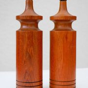Large mid-century modern Danish teak table lamps, set of 2