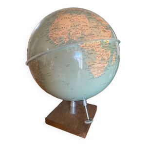 Globe Vintage avec Support - bois