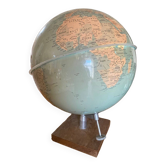 Globe Vintage avec Support en Bois des Années 40-50