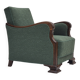 Fauteuil relax danois des années 1950, tissu en laine mélangée verte, bois de hêtre.