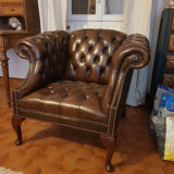 Pair of leather Chesterfield armchairs