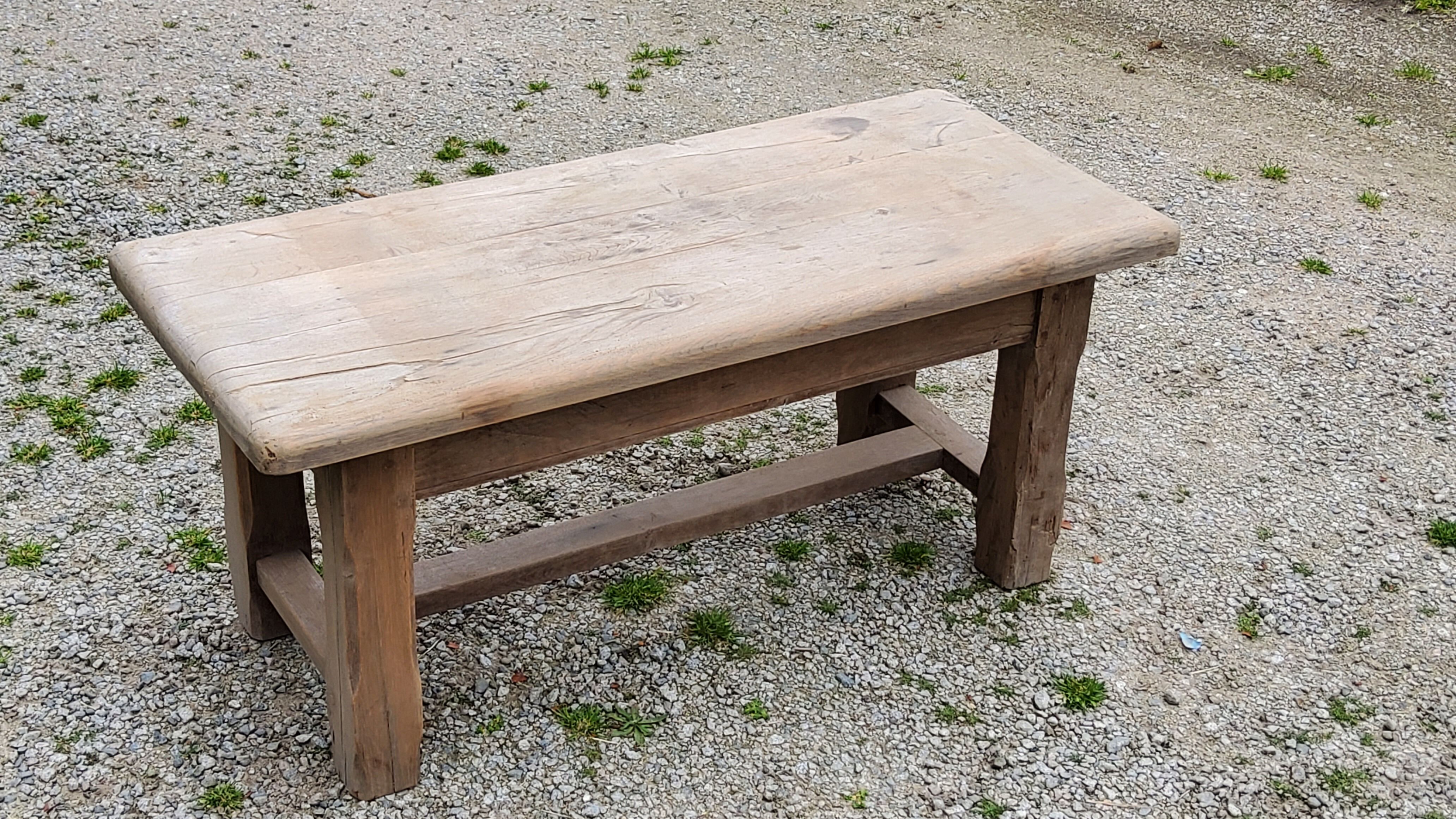 Old brutalist oak farmhouse coffee table