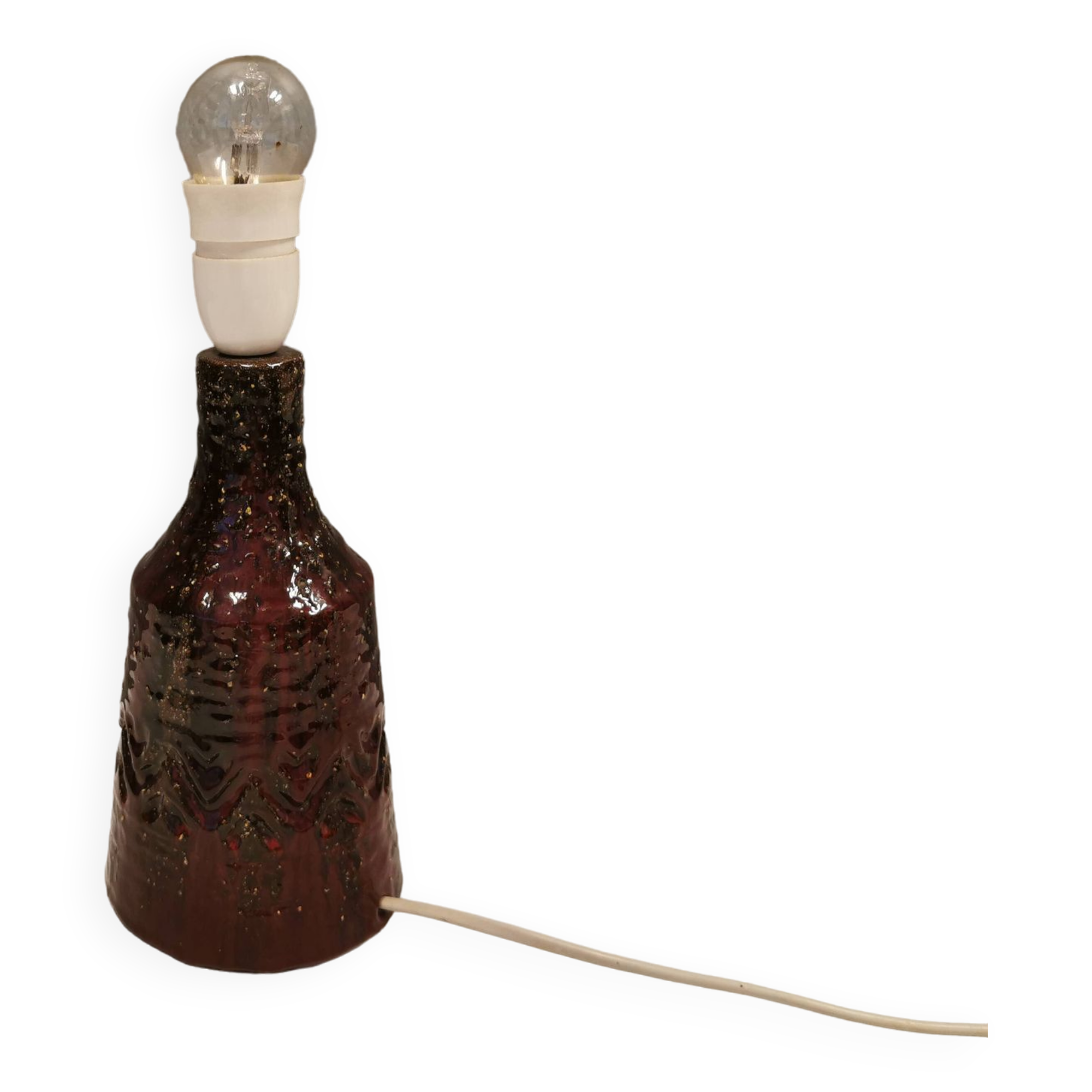 Ceramic table lamp in beautiful glaze, Danish and estimated from the 1970s.