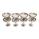 Set of 10 vintage ice cream or sorbet cups, in 18/10 stainless steel, Létang Rémy