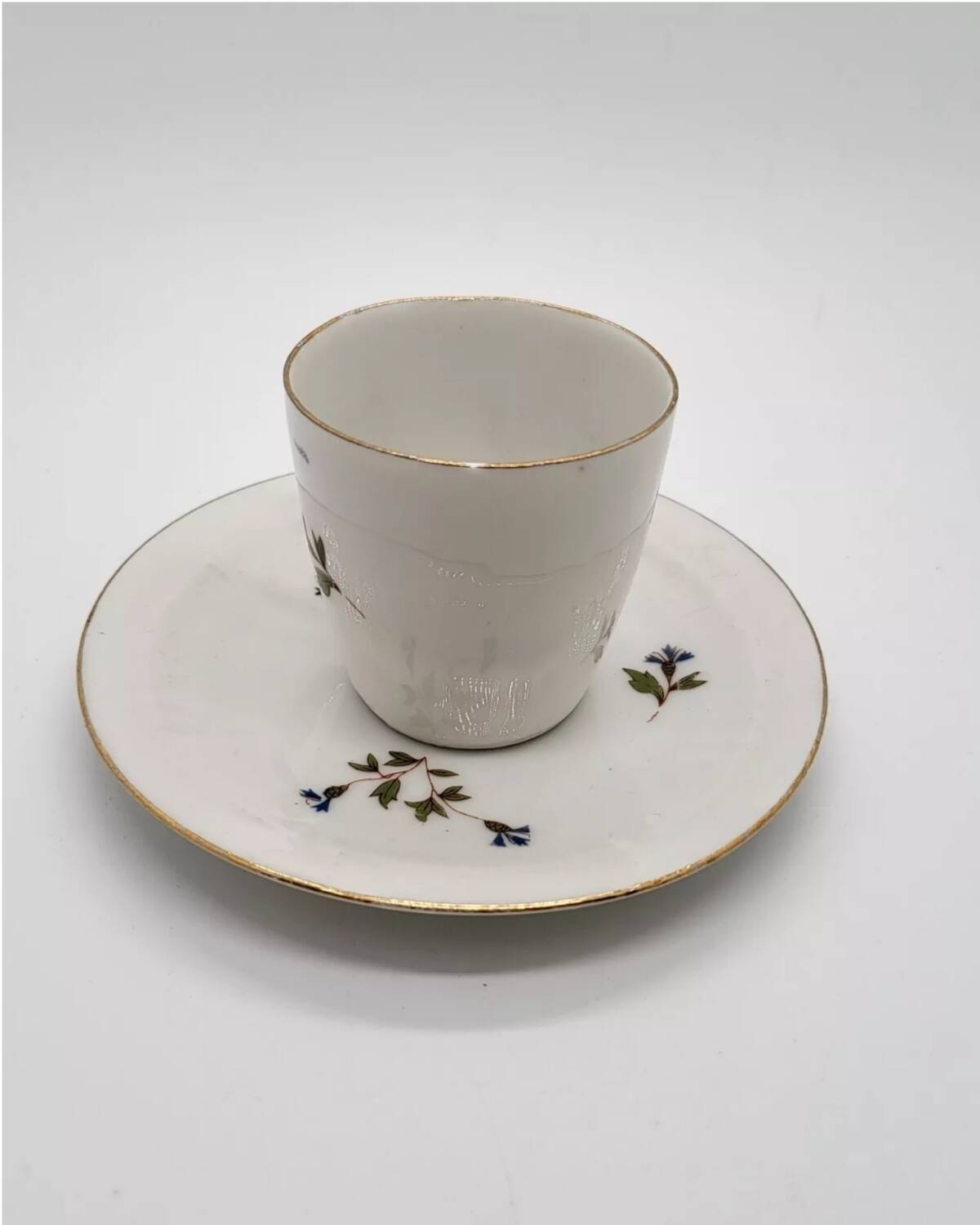 Porcelain Coffee Mug with Cornflower Decor