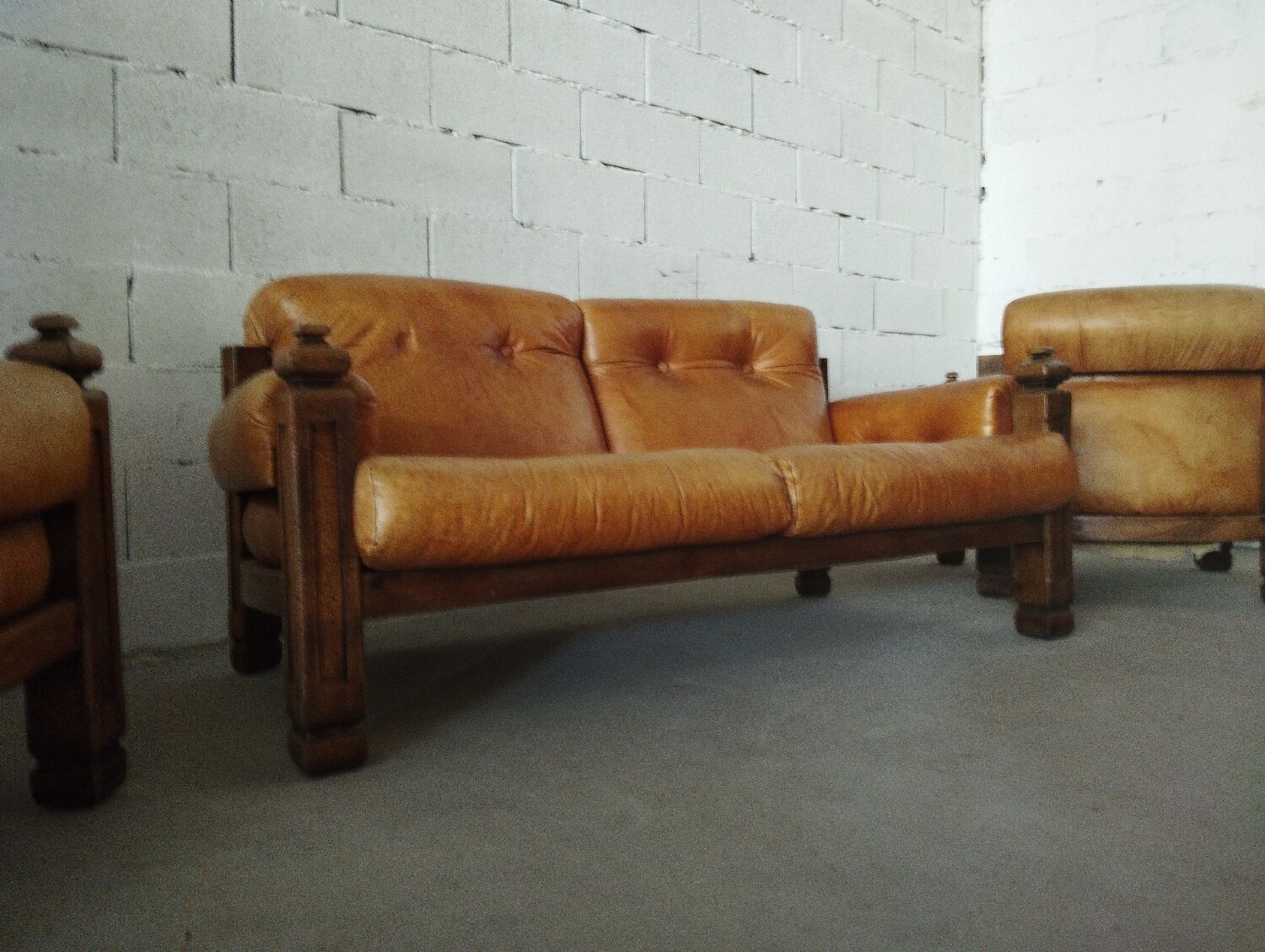 Brutalist leather lounge
