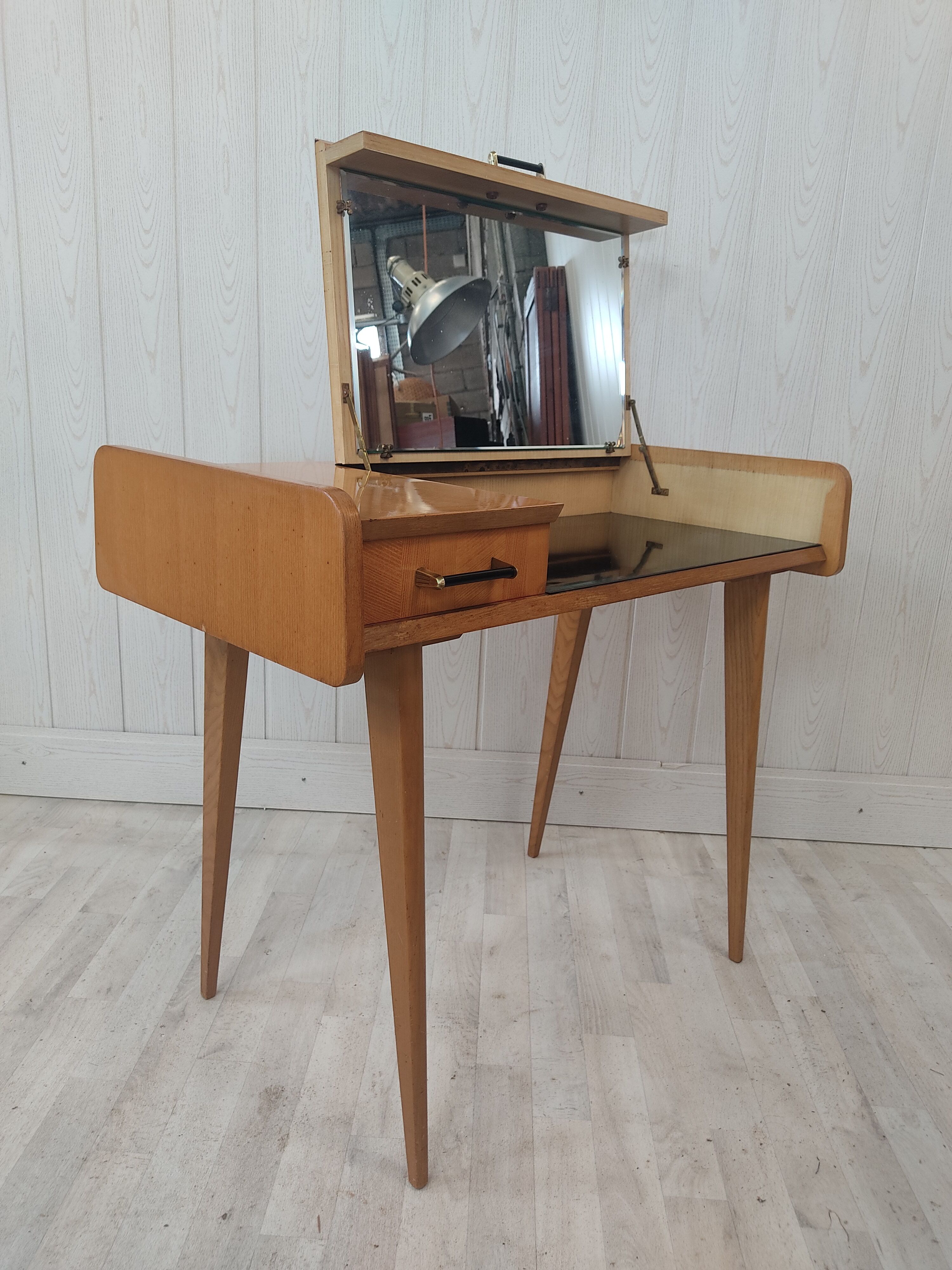 Console coiffeuse vintage pieds compas