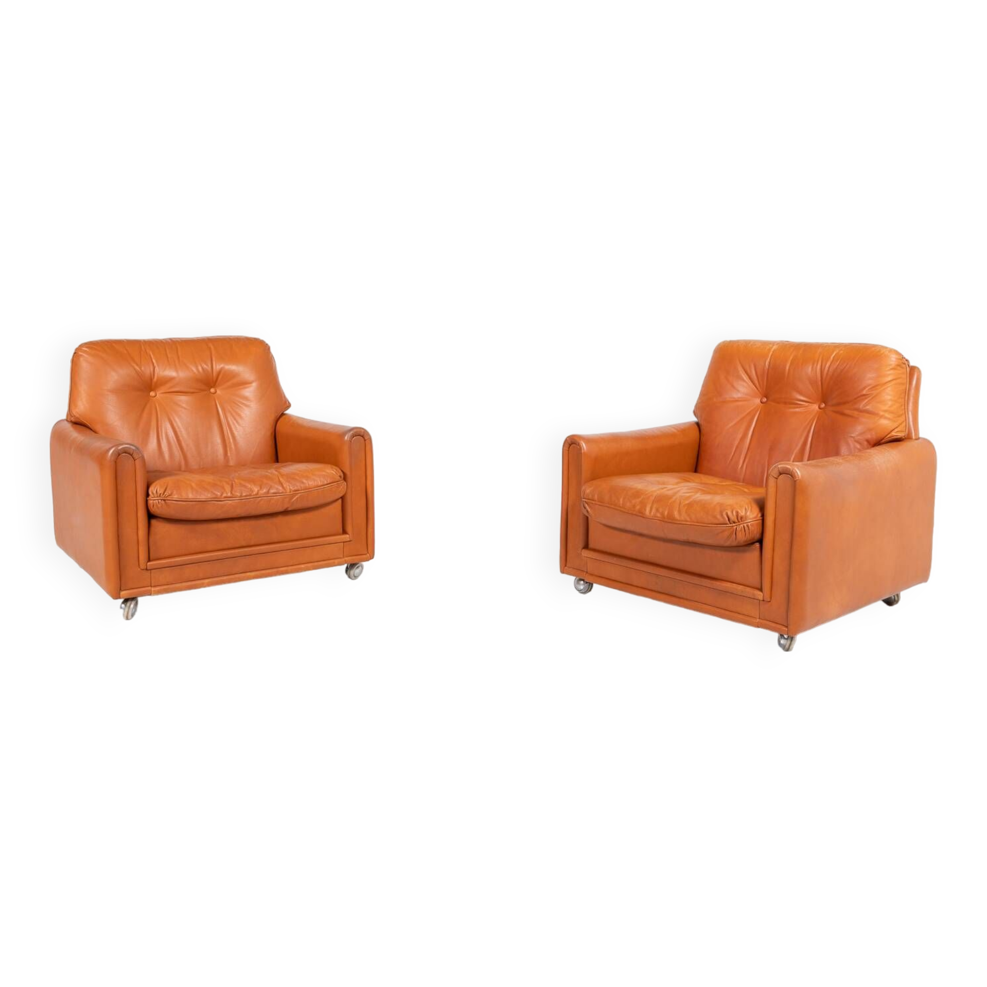 Danish Modern cognac leather armchairs from 1960’s