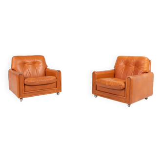 Danish Modern cognac leather armchairs from 1960’s