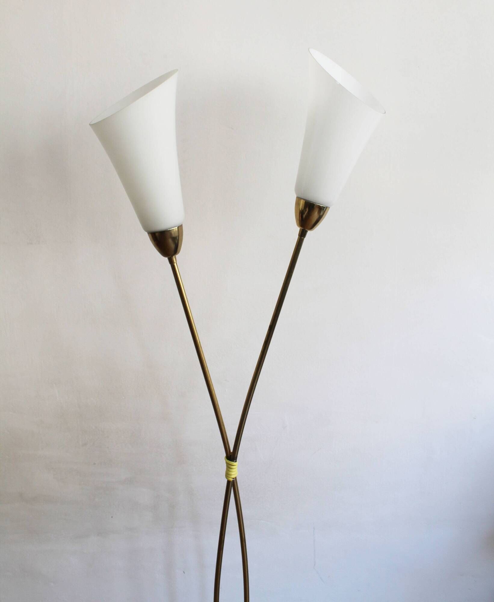 Sculptural Czech Floor Lamp with Twin Milk Glass Shades, 1960s