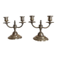 Pair of two-armed candelabra in silver-plated metal