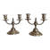 Pair of two-armed candelabra in silver-plated metal