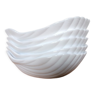 5 shell cups in arcopal opaline