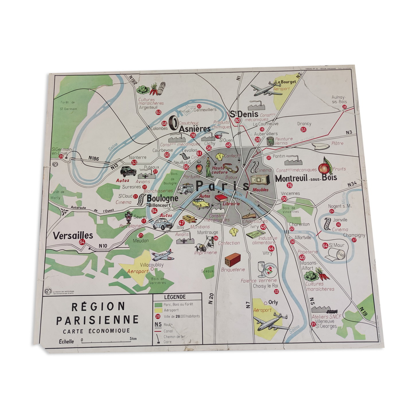 Poster school map Paris Region / The house of teachers