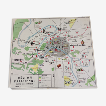 Affiche carte scolaire Region parisienne Paris / La maison des instituteurs