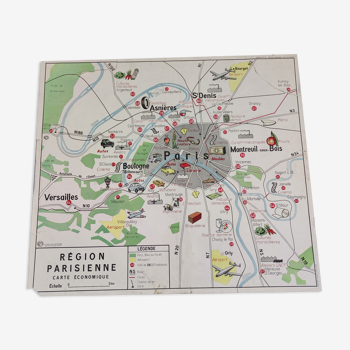 Poster school map Paris Region / The house of teachers
