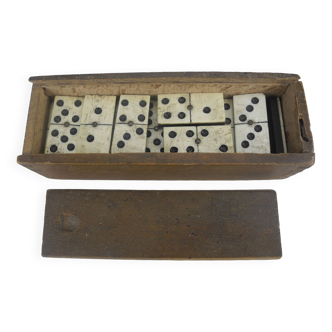 Ancien jeu 28 dominos os bois ébène antique french dominoes game