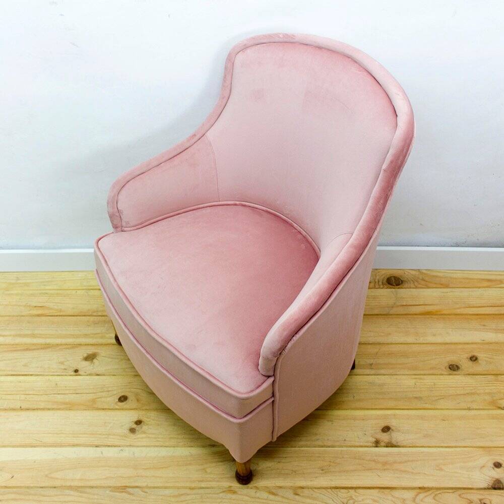 Mid-Century Fabric and Wood Armchair, 1950s