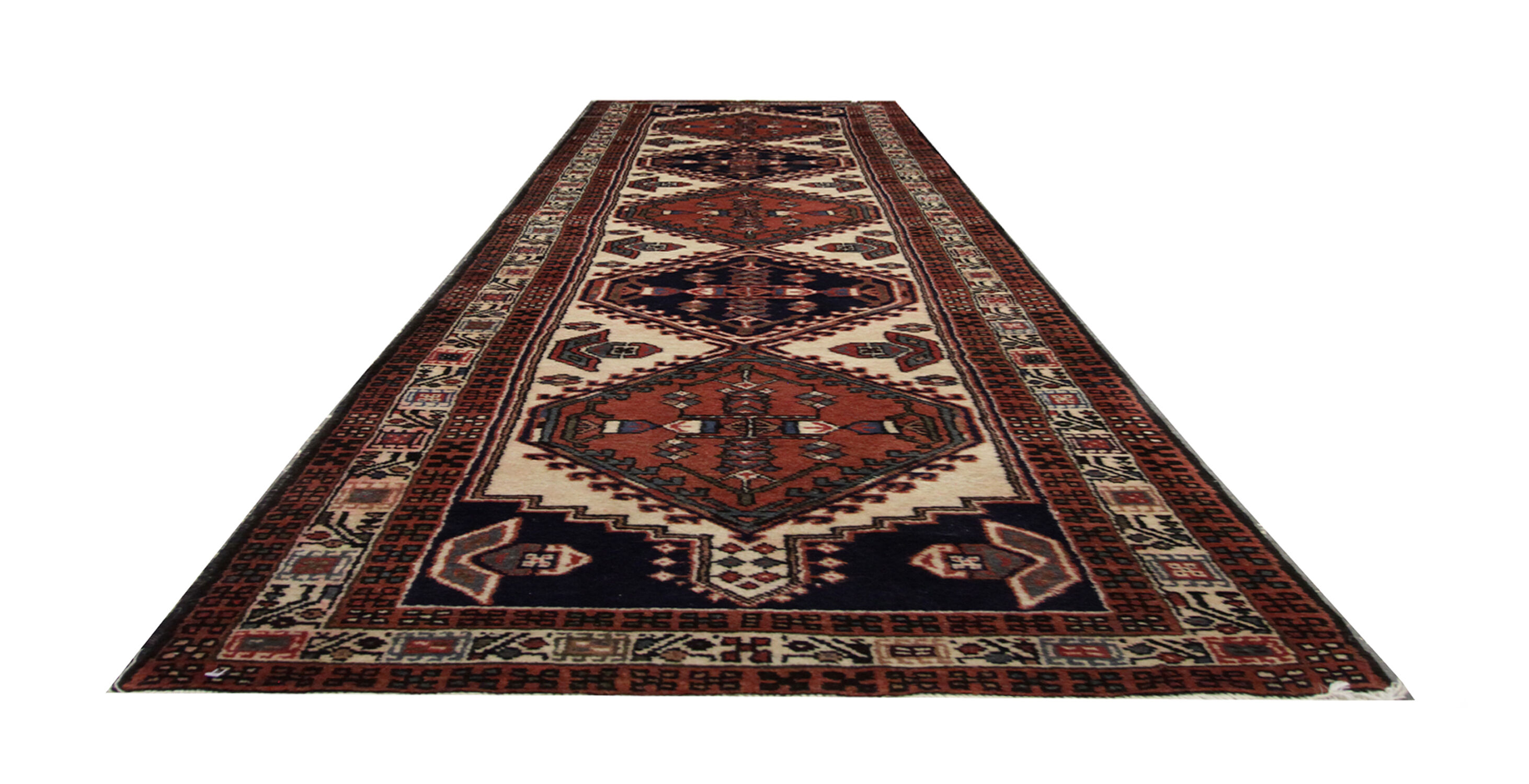 Vintage handmade persian runner rug long traditional tribal wool carpet 66x280cm