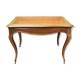 Louis XV style flat desk in walnut and leather
