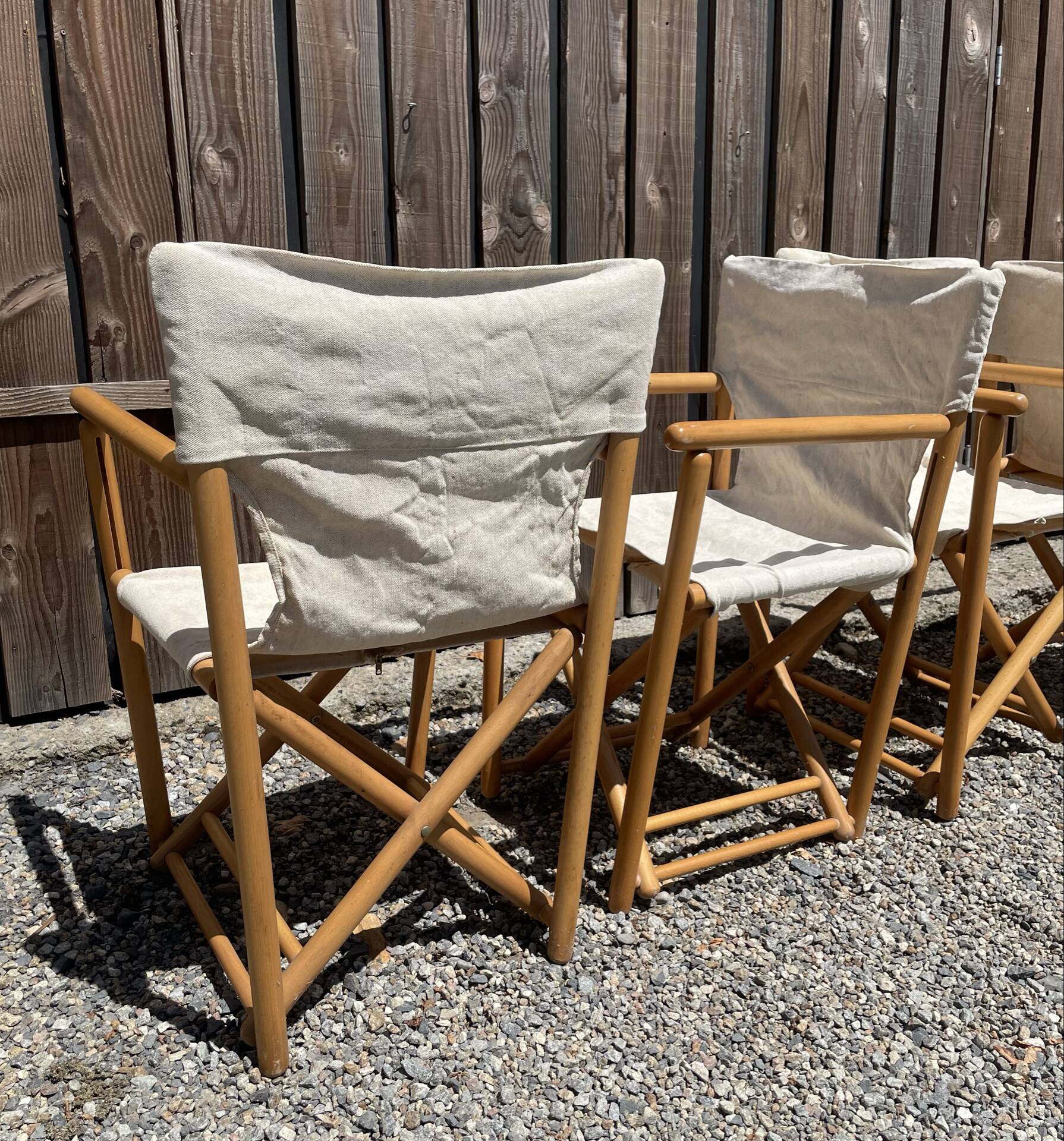 4 mid-century safari folding chairs