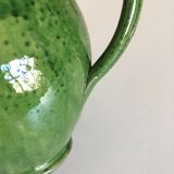 Pichet vase XXL en terre vernissée de Biot vert 1950