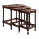 Ensemble de 3 tables gigognes en chêne et rotin du XXe siècle