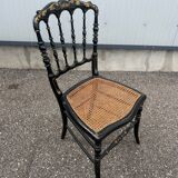 Napoleon III chair in blackened wood and cane