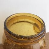 Handmade jar in blown bubbled glass Biot amber