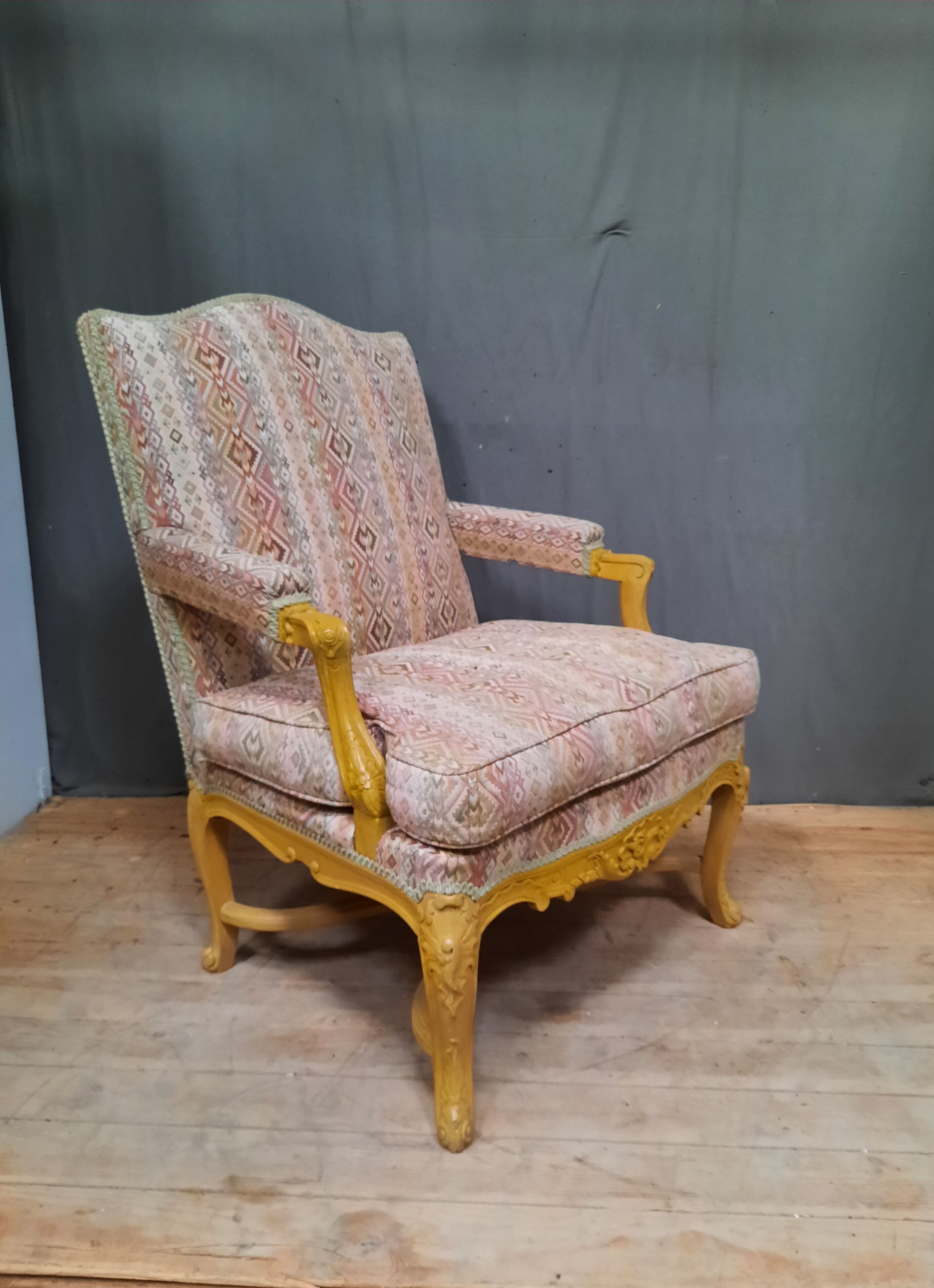 Pair of louis xv style upholstered armchairs