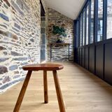 Old wooden farm stool