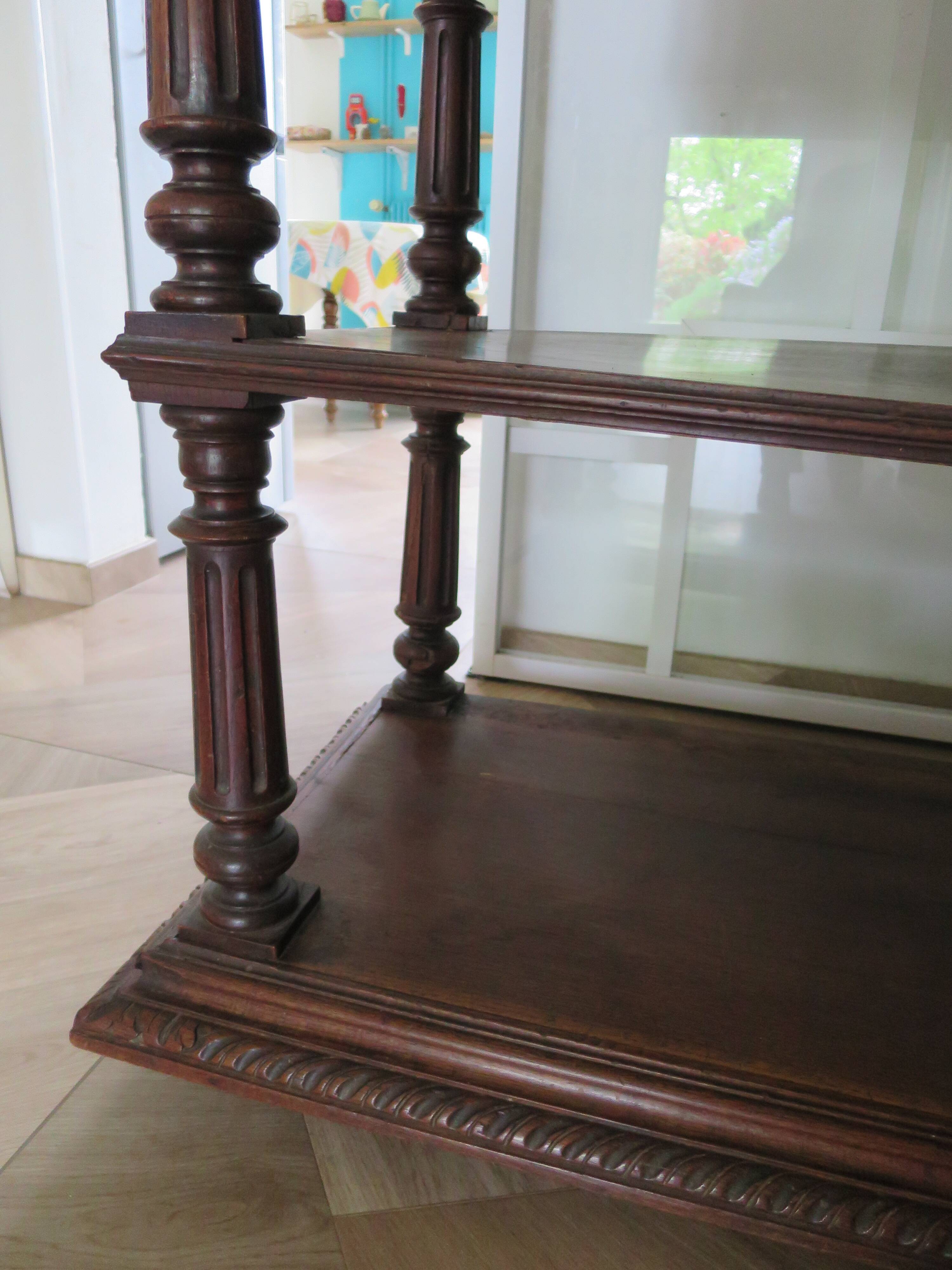 Ancien-Desserte-Console-Meuble de présentation-Henry II-fin xixème