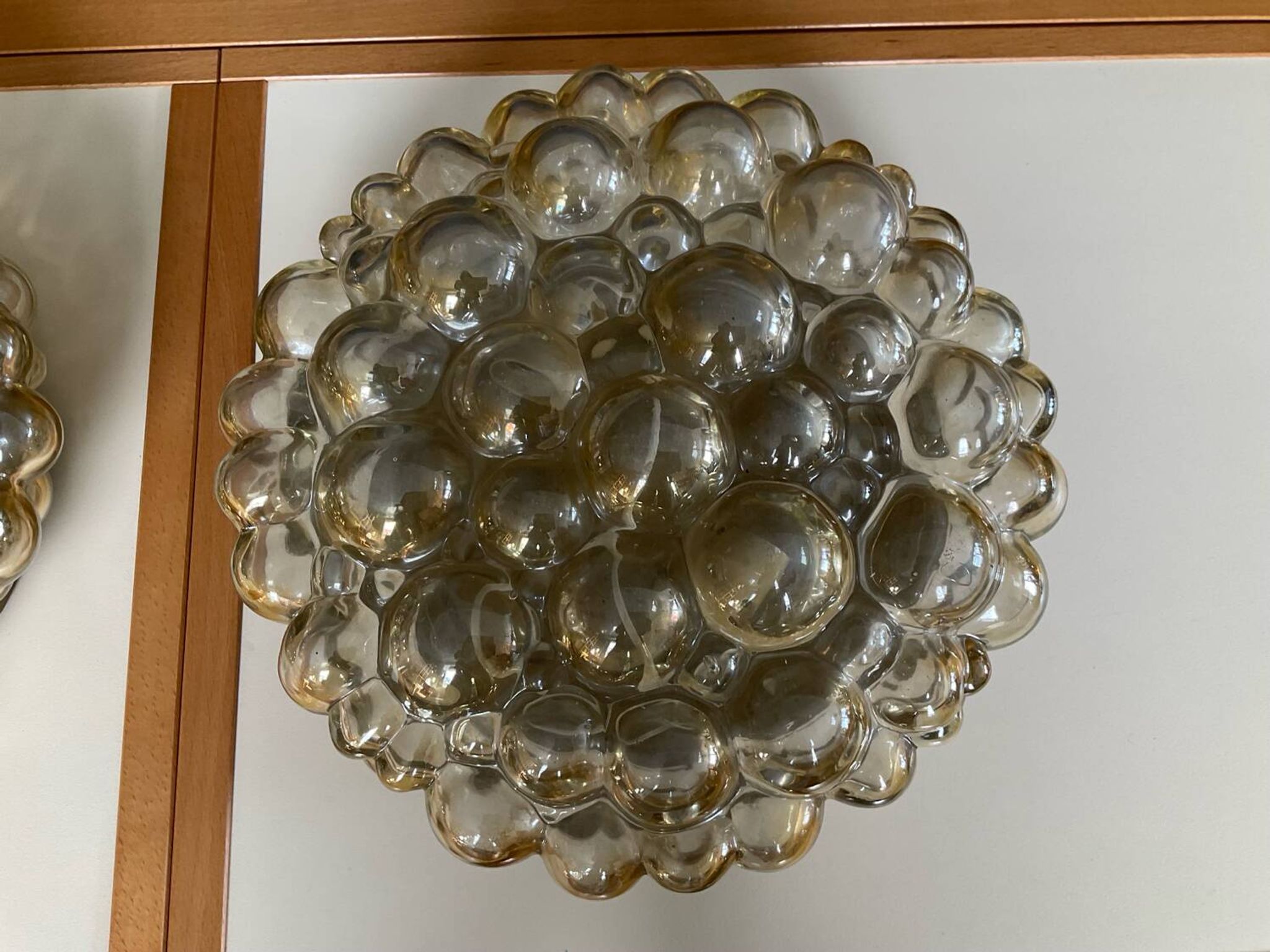 Pair of Bubble-Helana Tynell wall lights or ceiling lights from the 1970s.
