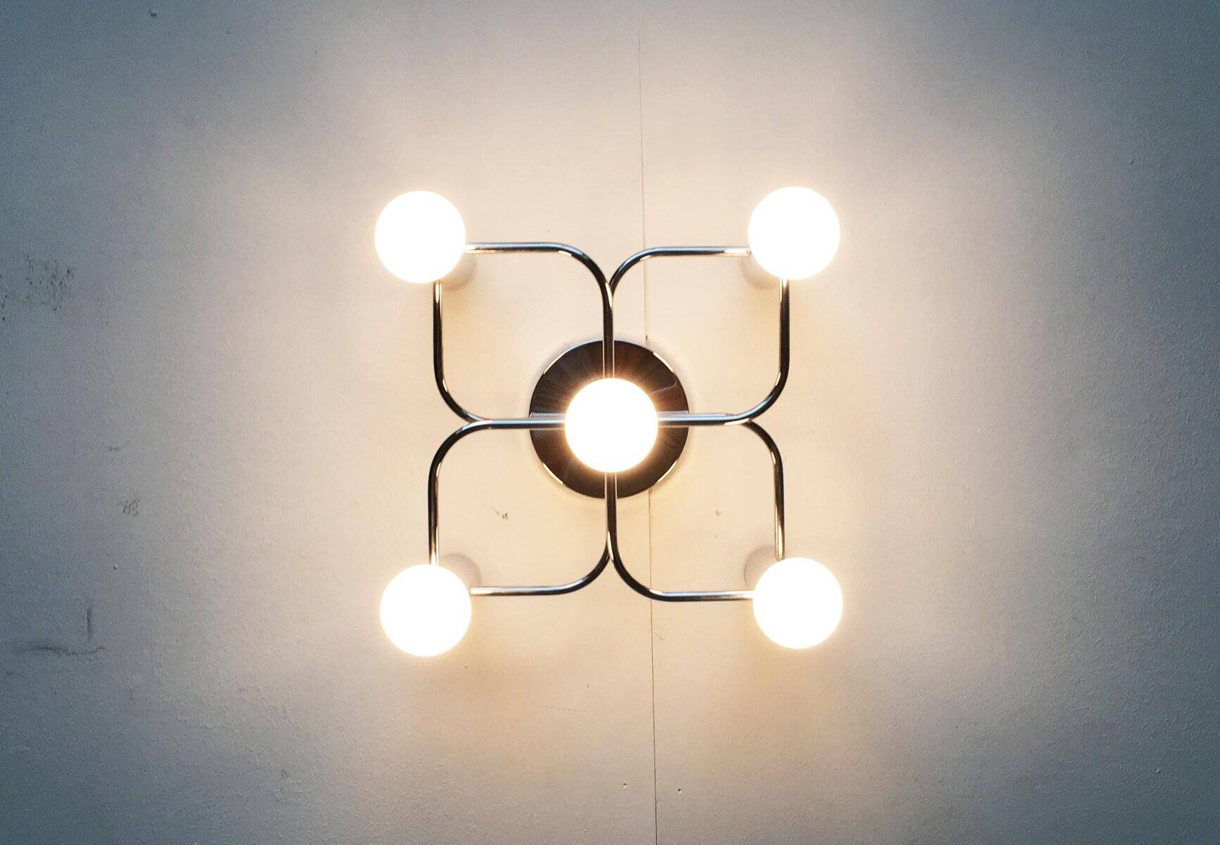 Vintage German Space Age ceiling lamp by Gaetano Sciolari for Leola, 1970s.