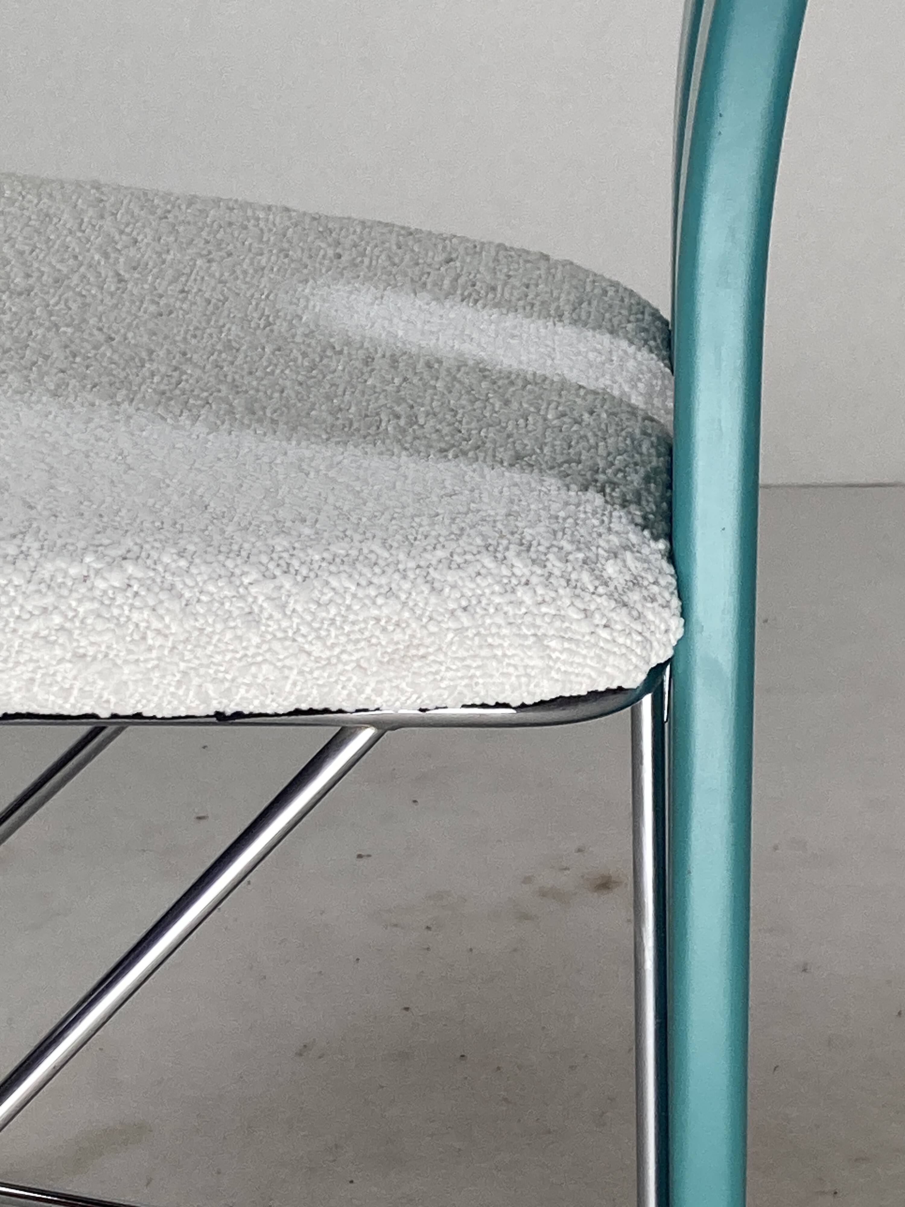 Set of 6 Memphis dining chairs in bouclé, 1980s